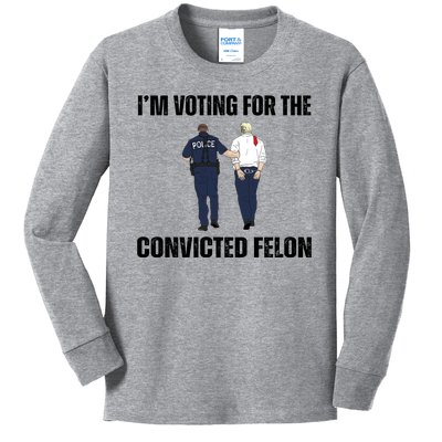 Im Voting For The Convicted Felon Funny Pro Trump 2024 Kids Long Sleeve Shirt