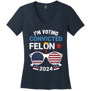 IM Voting For The Convicted Felon Women's V-Neck T-Shirt