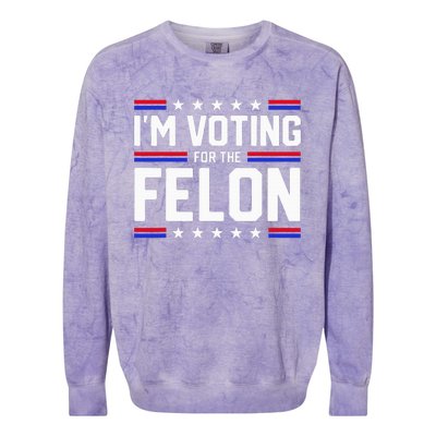 Im Voting For The Felon Political Trump 2024 Wo Colorblast Crewneck Sweatshirt