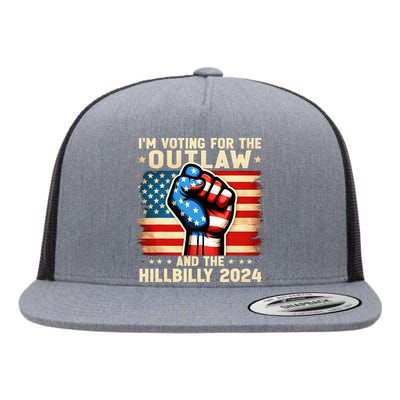 Im Voting For The Outlaw And The Hillbilly 2024 Us Flag Flat Bill Trucker Hat