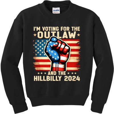 Im Voting For The Outlaw And The Hillbilly 2024 Us Flag Kids Sweatshirt