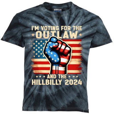 Im Voting For The Outlaw And The Hillbilly 2024 Us Flag Kids Tie-Dye T-Shirt