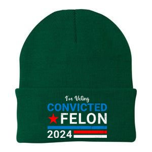 IM Voting For The Convicted Felon 2024 Funny Trump Knit Cap Winter Beanie