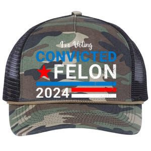 IM Voting For The Convicted Felon 2024 Funny Trump Retro Rope Trucker Hat Cap