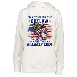 Im Voting For The Outlaw And The Hillbilly 2024 Us Flag Trump Vance 2024 Womens Funnel Neck Pullover Hood