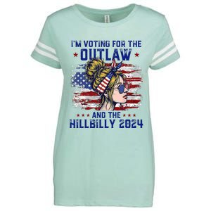 Im Voting For The Outlaw And The Hillbilly 2024 Us Flag Trump Vance 2024 Enza Ladies Jersey Football T-Shirt