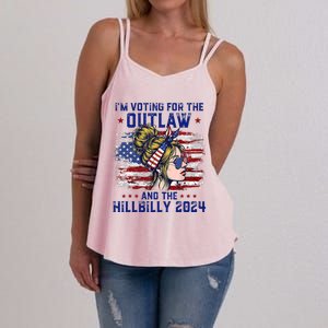 Im Voting For The Outlaw And The Hillbilly 2024 Us Flag Trump Vance 2024 Women's Strappy Tank