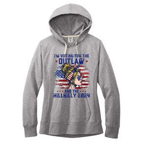 Im Voting For The Outlaw And The Hillbilly 2024 Us Flag Trump Vance 2024 Women's Fleece Hoodie