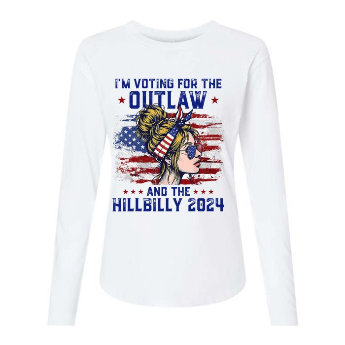 Im Voting For The Outlaw And The Hillbilly 2024 Us Flag Trump Vance 2024 Womens Cotton Relaxed Long Sleeve T-Shirt