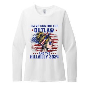 Im Voting For The Outlaw And The Hillbilly 2024 Us Flag Trump Vance 2024 Womens CVC Long Sleeve Shirt