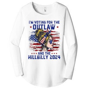 Im Voting For The Outlaw And The Hillbilly 2024 Us Flag Trump Vance 2024 Women's Perfect Tri Tunic Long Sleeve Shirt