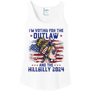 Im Voting For The Outlaw And The Hillbilly 2024 Us Flag Trump Vance 2024 Ladies Essential Tank