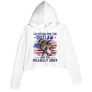 Im Voting For The Outlaw And The Hillbilly 2024 Us Flag Trump Vance 2024 Crop Fleece Hoodie