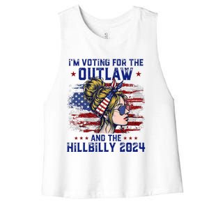 Im Voting For The Outlaw And The Hillbilly 2024 Us Flag Trump Vance 2024 Women's Racerback Cropped Tank