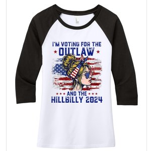 Im Voting For The Outlaw And The Hillbilly 2024 Us Flag Trump Vance 2024 Women's Tri-Blend 3/4-Sleeve Raglan Shirt