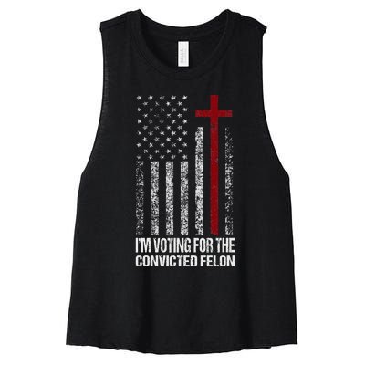 IM Voting For The Convicted Felon Women's Racerback Cropped Tank