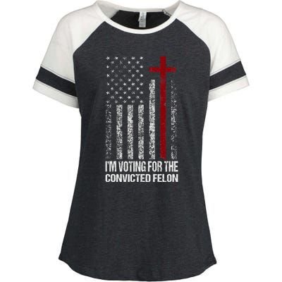 IM Voting For The Convicted Felon Enza Ladies Jersey Colorblock Tee