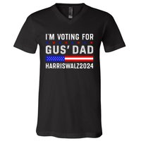 IM Voting For Gus Dad Kamala Harris Tim Walz 2024 V-Neck T-Shirt