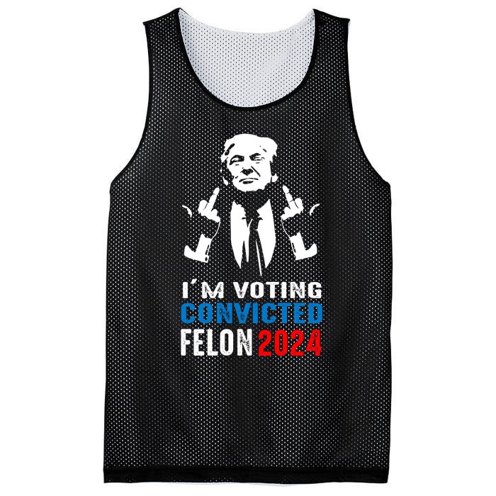 IM Voting For The Convicted Felon 2024 Funny Trump Mesh Reversible Basketball Jersey Tank