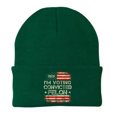 Im Voting For The Convicted Felon Funny Pro Trump 2024 Knit Cap Winter Beanie