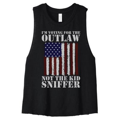 Im Voting For The Outlaw Not The Sniffer July 4th Flag Women's Racerback Cropped Tank