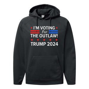 IM Voting For The Outlaw Funny Pro Trump 2024 Election Performance Fleece Hoodie