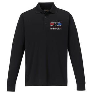 IM Voting For The Outlaw Funny Pro Trump 2024 Election Performance Long Sleeve Polo