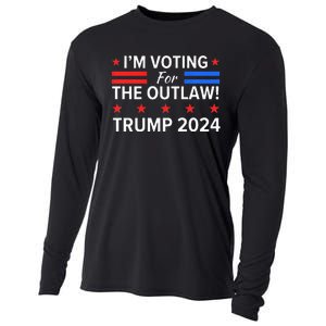 IM Voting For The Outlaw Funny Pro Trump 2024 Election Cooling Performance Long Sleeve Crew