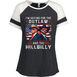 IM Voting For The Outlaw And The Hillbilly Trump Vance 2024 Enza Ladies Jersey Colorblock Tee