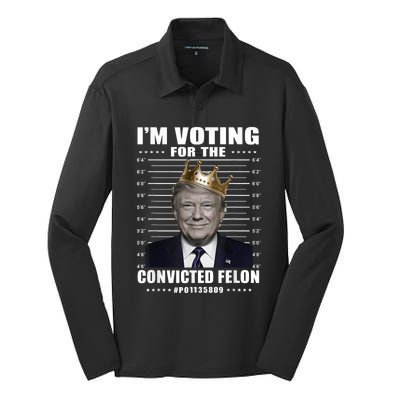 IM Voting For The Convicted Felon 2024 Silk Touch Performance Long Sleeve Polo