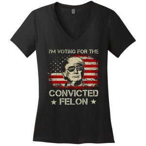 IM Voting For The Convicted Felon 2024 Women's V-Neck T-Shirt