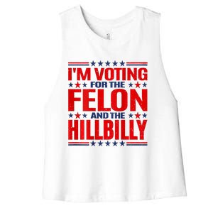 IM Voting For The Felon & The Hillbilly 2024 Women's Racerback Cropped Tank