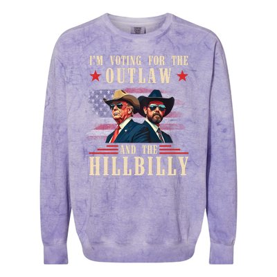 IM Voting For The Outlaw And The Hillbilly Trump Vance 2024 Colorblast Crewneck Sweatshirt