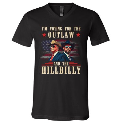 IM Voting For The Outlaw And The Hillbilly Trump Vance 2024 V-Neck T-Shirt