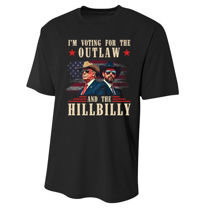 IM Voting For The Outlaw And The Hillbilly Trump Vance 2024 Performance Sprint T-Shirt