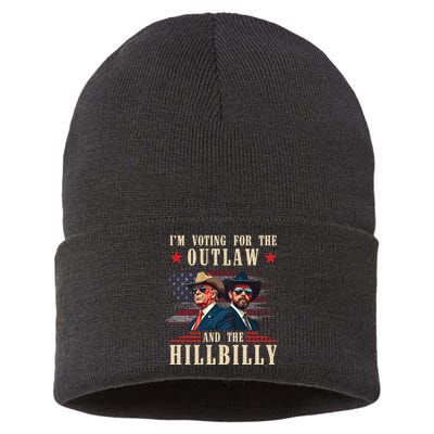 IM Voting For The Outlaw And The Hillbilly Trump Vance 2024 Sustainable Knit Beanie