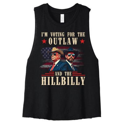 IM Voting For The Outlaw And The Hillbilly Trump Vance 2024 Women's Racerback Cropped Tank