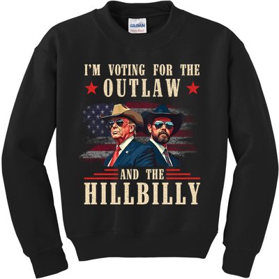 IM Voting For The Outlaw And The Hillbilly Trump Vance 2024 Kids Sweatshirt