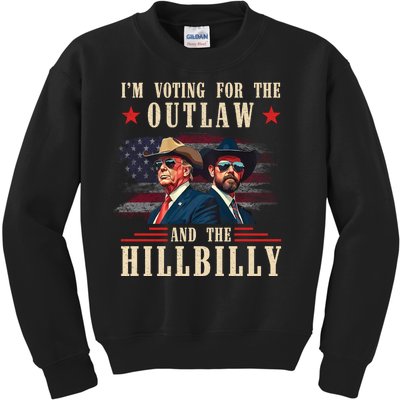 IM Voting For The Outlaw And The Hillbilly Trump Vance 2024 Kids Sweatshirt