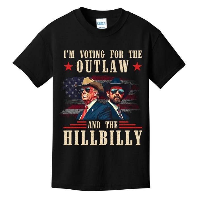 IM Voting For The Outlaw And The Hillbilly Trump Vance 2024 Kids T-Shirt