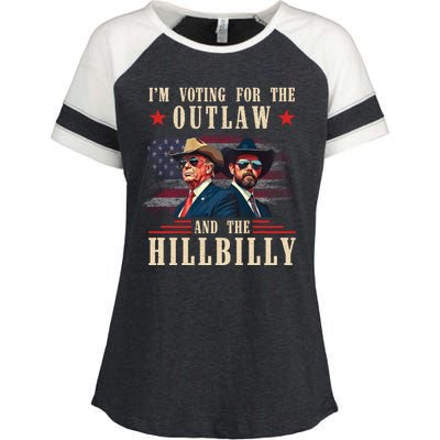 IM Voting For The Outlaw And The Hillbilly Trump Vance 2024 Enza Ladies Jersey Colorblock Tee