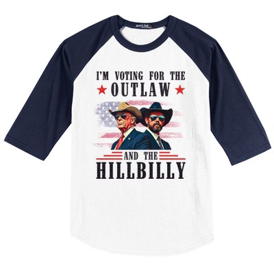 IM Voting For The Outlaw And The Hillbilly Trump Vance 2024 Baseball Sleeve Shirt