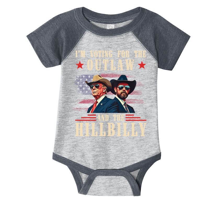 IM Voting For The Outlaw And The Hillbilly Trump Vance 2024 Infant Baby Jersey Bodysuit