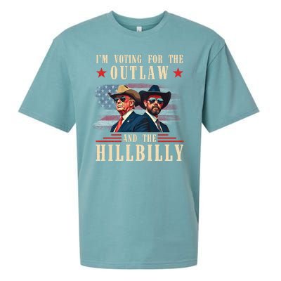 IM Voting For The Outlaw And The Hillbilly Trump Vance 2024 Sueded Cloud Jersey T-Shirt