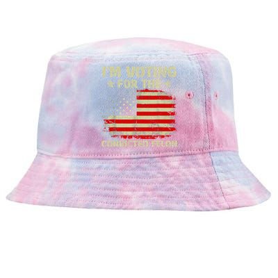 IM Voting For The Convicted Felon Us Flag Trump 2024 Tie-Dyed Bucket Hat