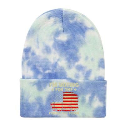 IM Voting For The Convicted Felon Us Flag Trump 2024 Tie Dye 12in Knit Beanie