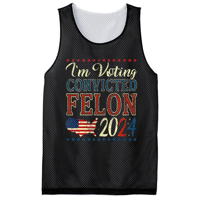 IM Voting For The Convicted Felon Funny Pro Trump 2024 Mesh Reversible Basketball Jersey Tank