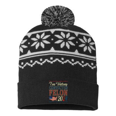 IM Voting For The Convicted Felon Funny Pro Trump 2024 USA-Made Snowflake Beanie