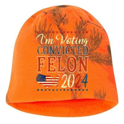 IM Voting For The Convicted Felon Funny Pro Trump 2024 Kati - Camo Knit Beanie