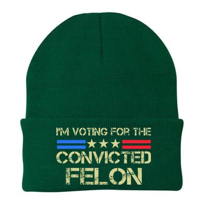 IM Voting For The Convicted Fellon 2024 Us Flag Protrump Knit Cap Winter Beanie